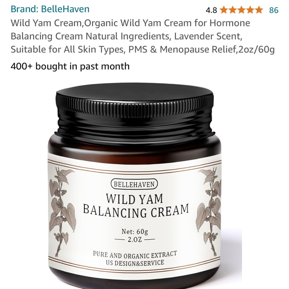 NEW SEALED Organic Wild Yam Cream for Hormone Balancing Cream Lavender Scent 2oz